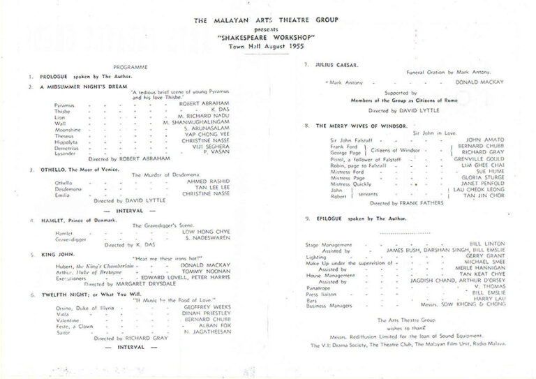 1955, Shakespeare Workshop: Credits