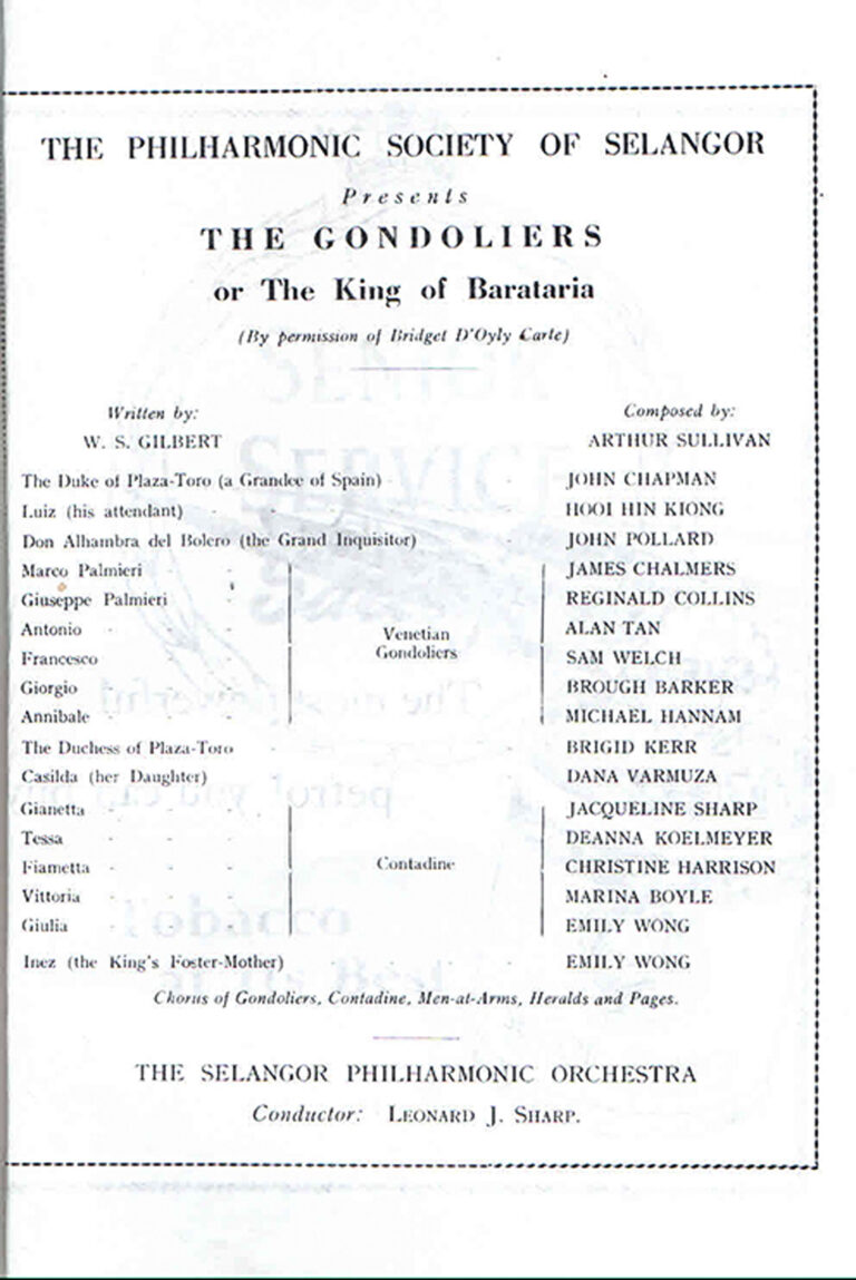 1959, The Gondoliers: Credits 1