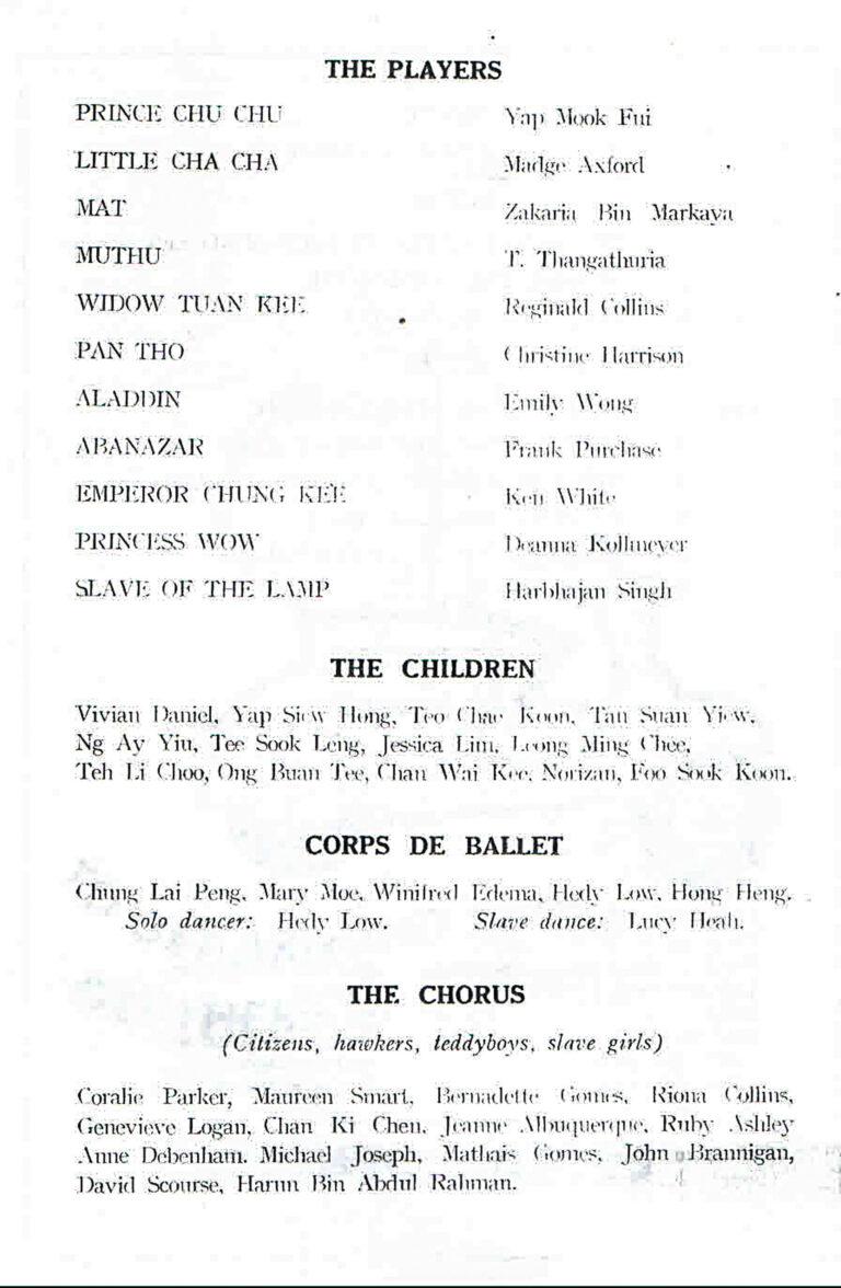 1960, Aladdin and His Wondeful Lamp: The Cast