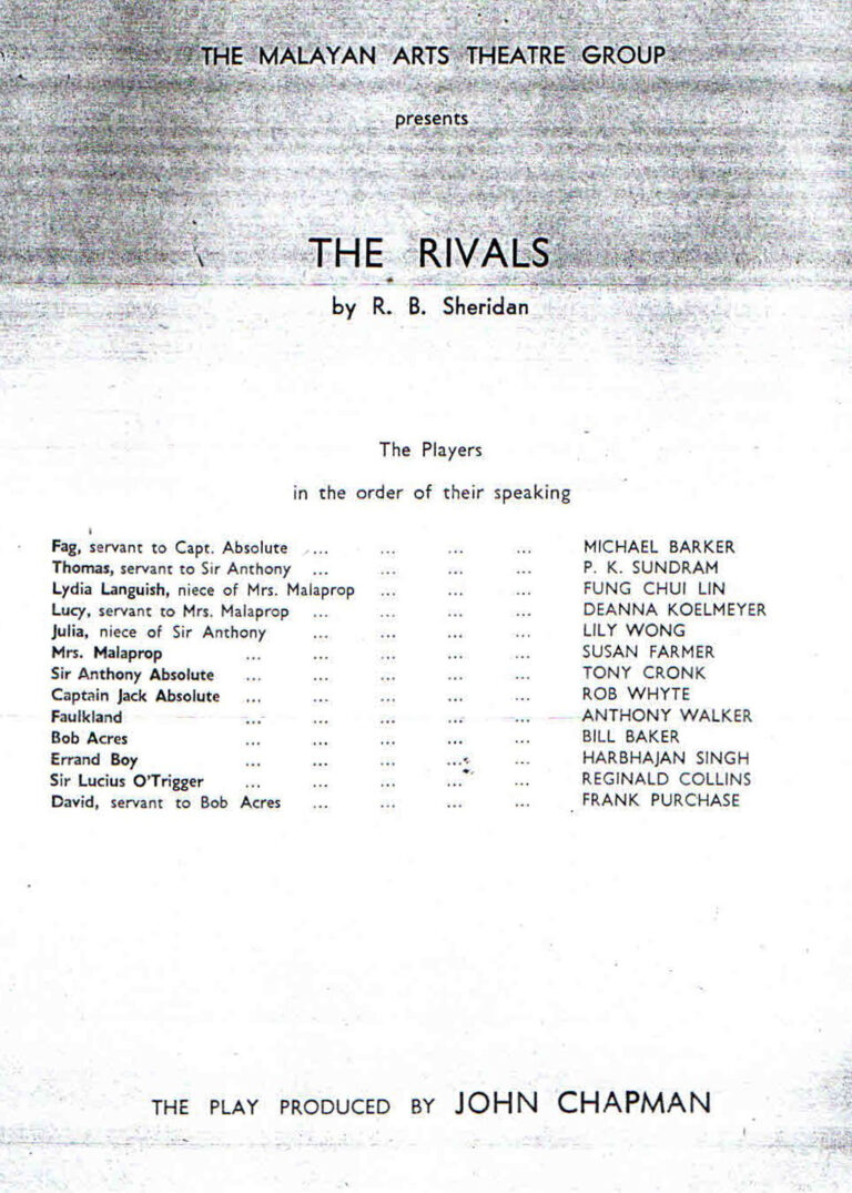 1960, The Rivals: Programme