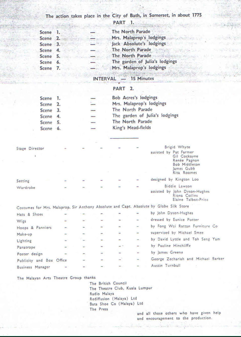1960, The Rivals: Production Crew
