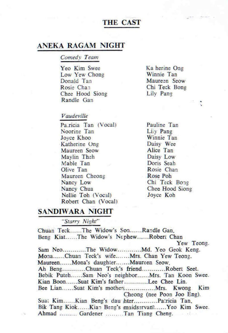 1961, Malam Baba Nyonya | Starry Night: Cast
