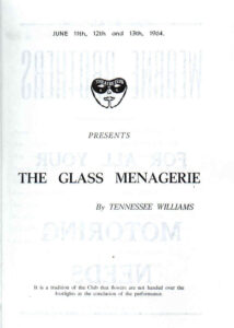 1964, The Glass Menagerie: Programme Cover