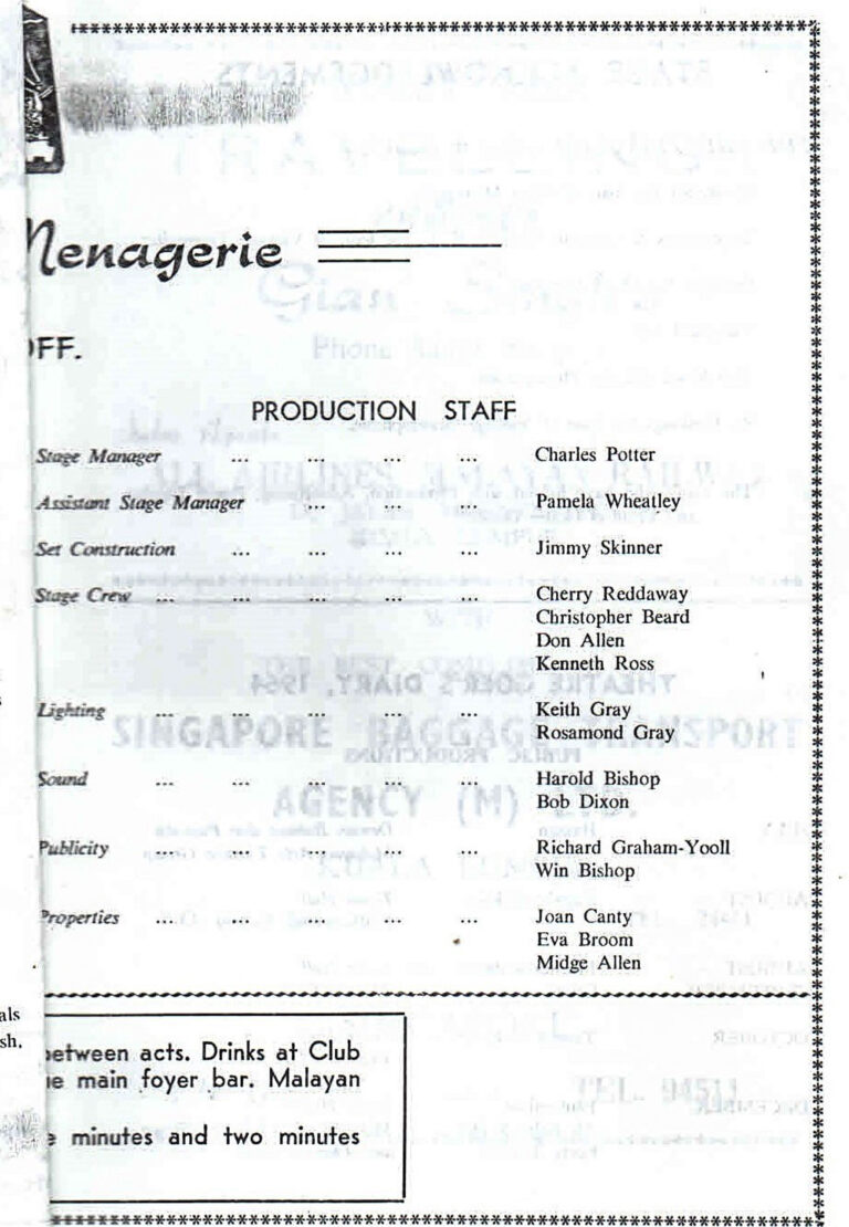1964, The Glass Menagerie: Production Crew