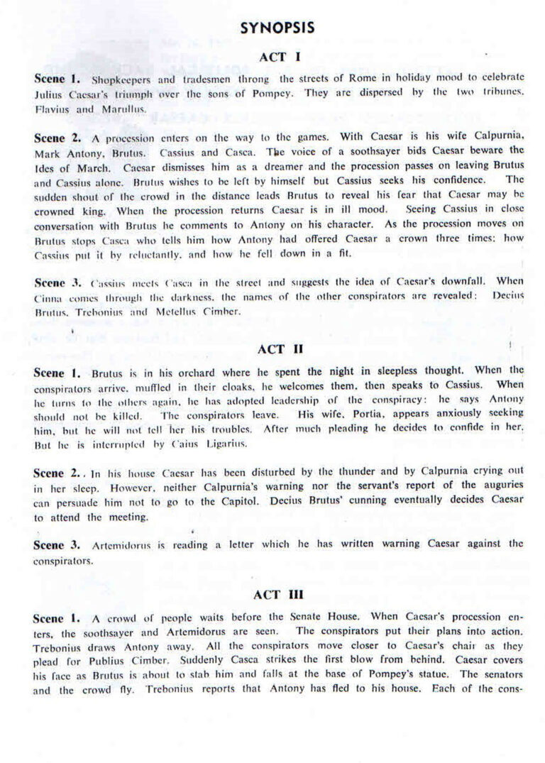 1964, Julius Caesar: Synopsis 1