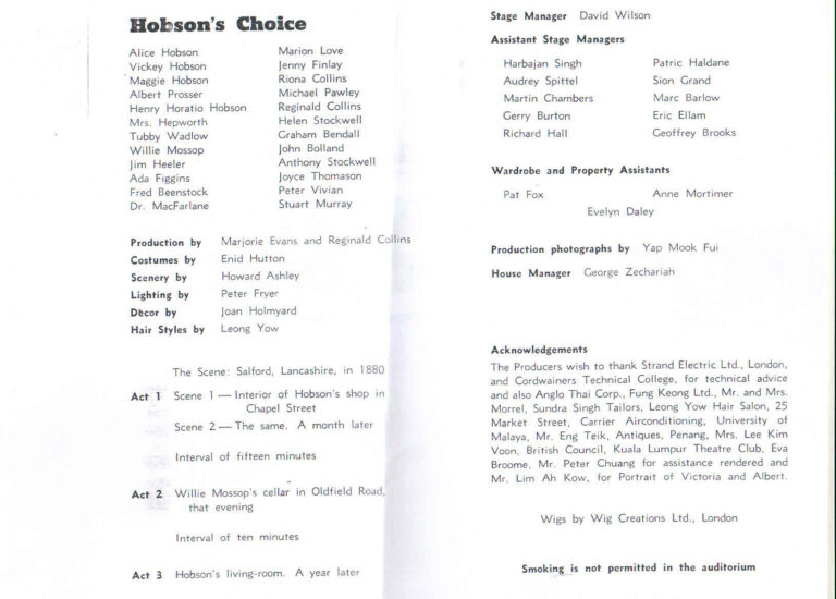 1965, Hobson's Choice: Credits