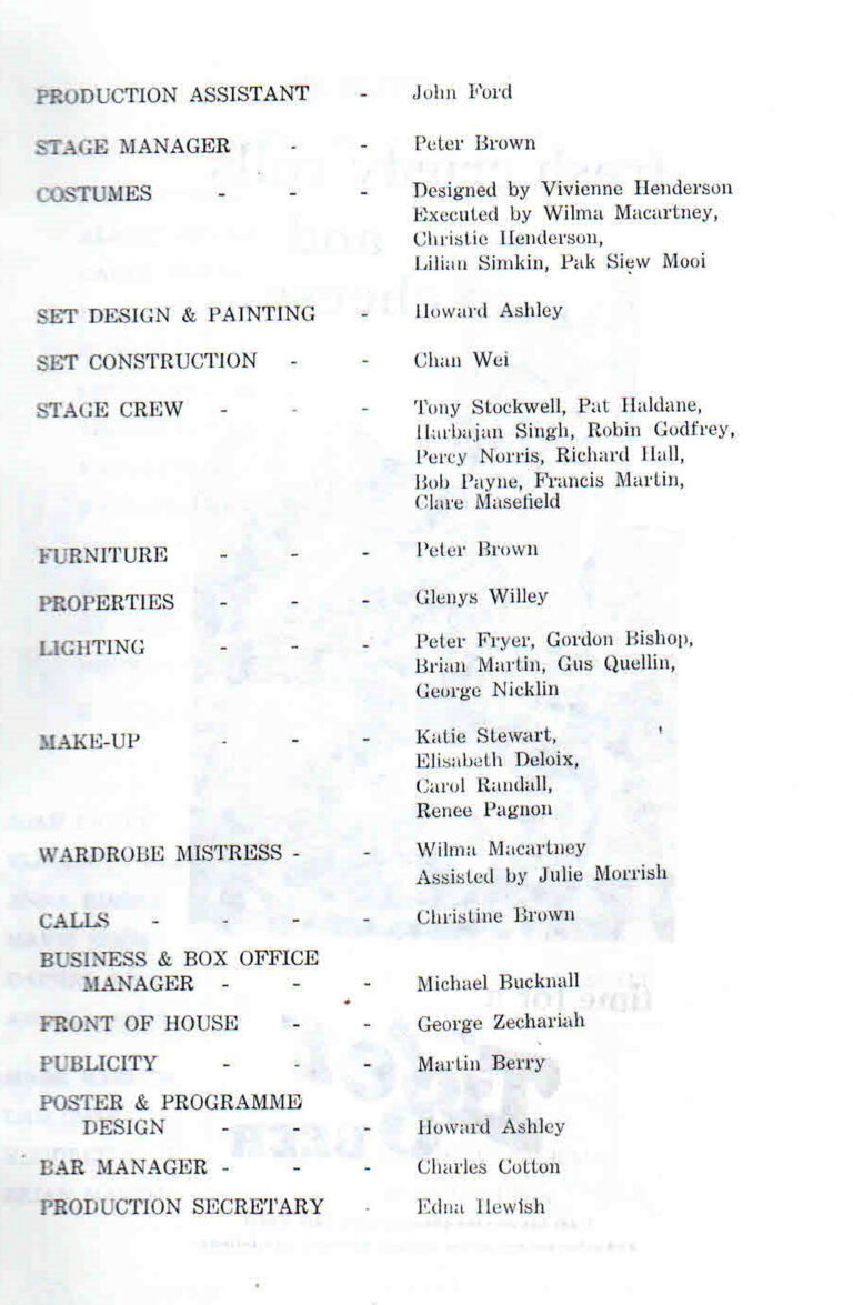 1965, Brigadoon: Production Crew