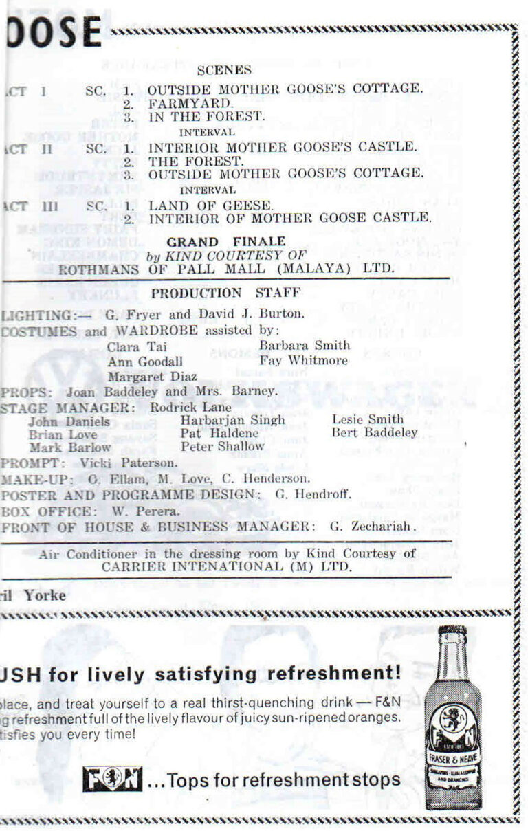 1965, Mother Goose: Production Crew