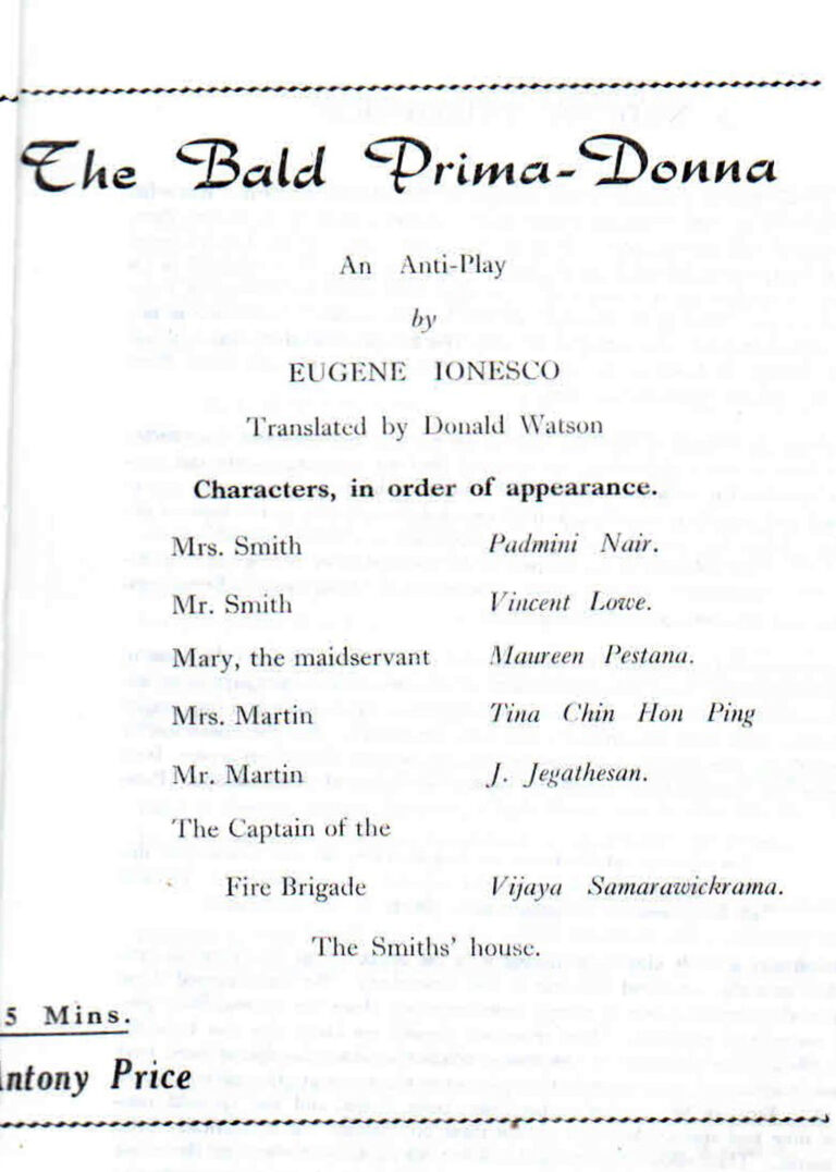 1965: The Bald Prima-Donna: Cast List