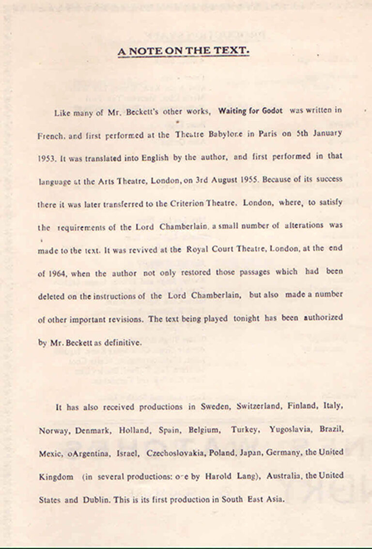 1965, Waiting For Godot: Background