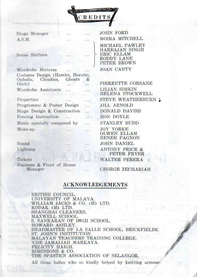 1965, Hamlet: Production Staff