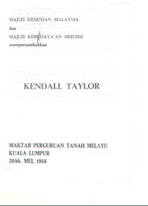1966, Kendall Taylor: Programme Cover