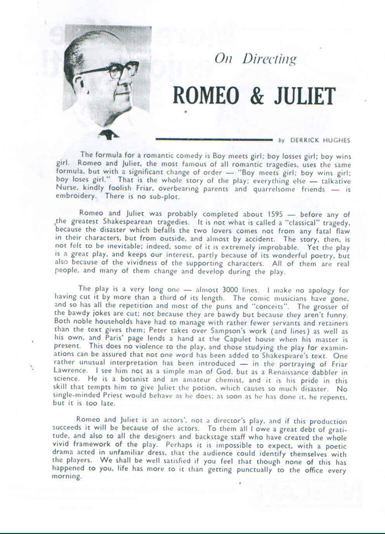 1966, Romeo and Juliet: Director's Message