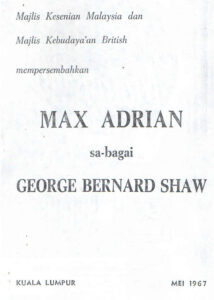 1967, Max Adrian as George Bernard Shaw: Programme Cover