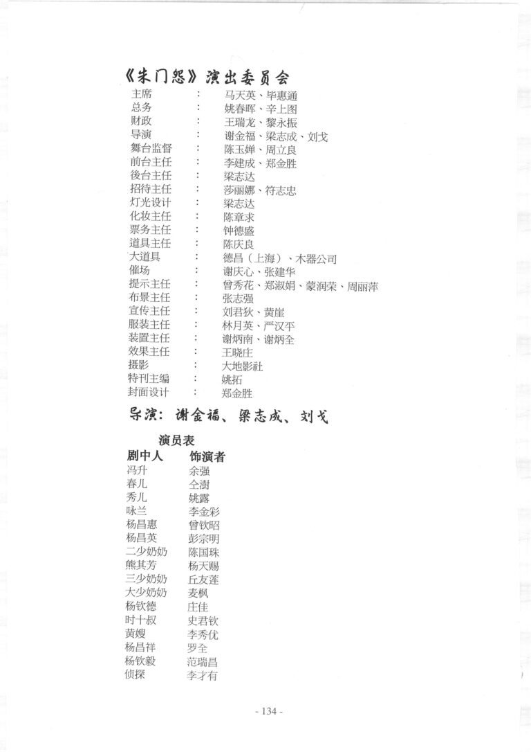 1967 The Sorrow Of A Gentry Program Production Team