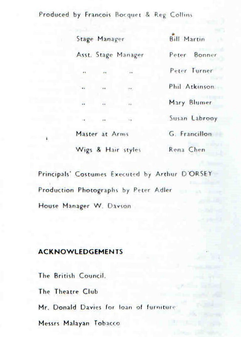 1968, The Beaux Stratagem: Production & Acknowledgements