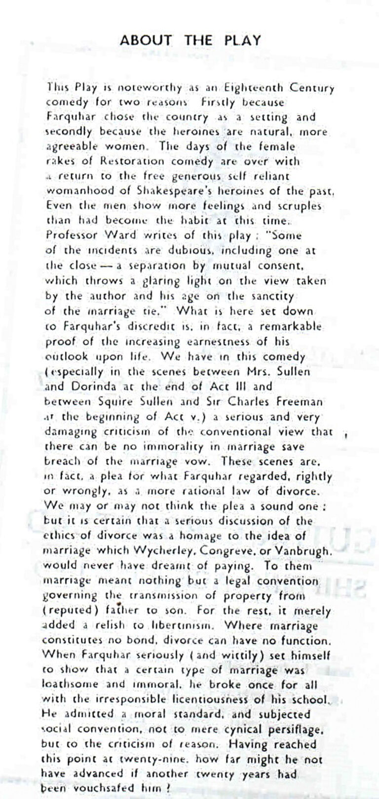 1968, The Beaux Stratagem: Synopsis