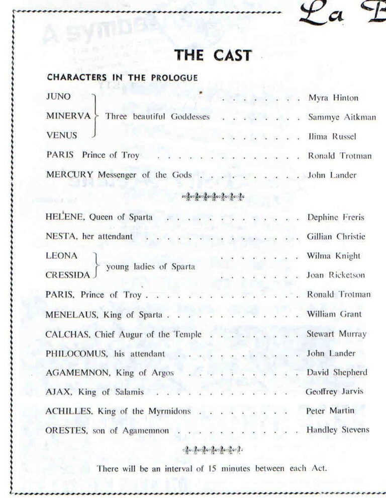 1968, La Belle Helene: Cast