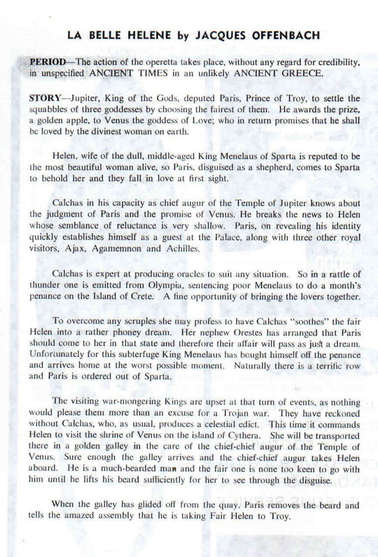 1968, La Belle Helene: Synopsis