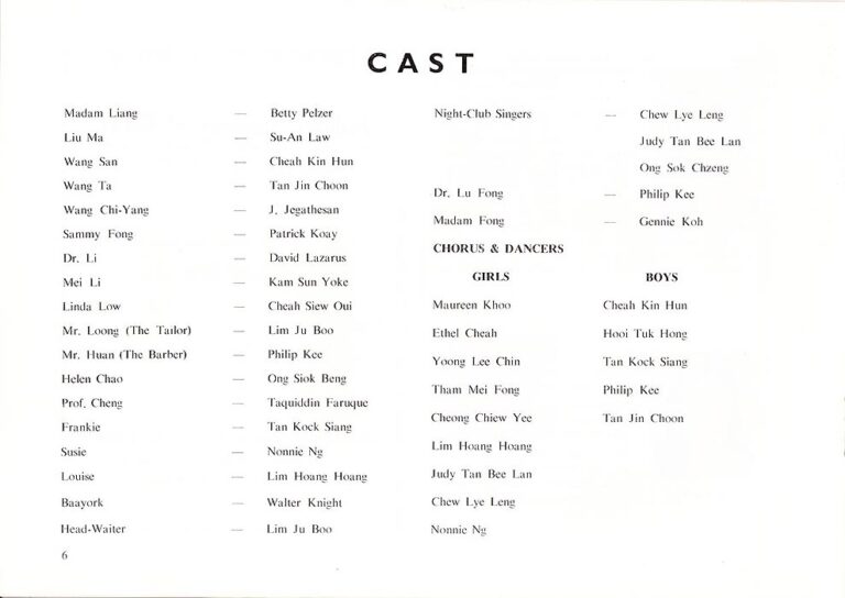 1969, Flower Drum Song: The Cast