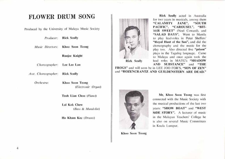 1969, Flower Drum Song: Principals