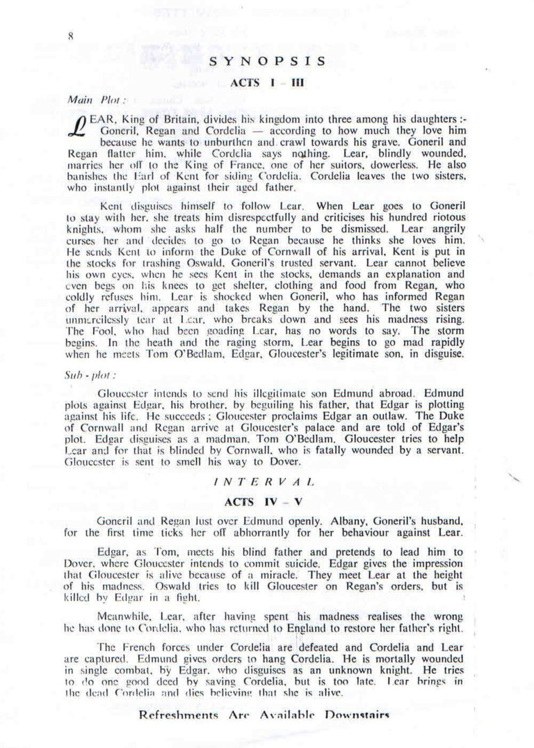 1969, King Lear: Synopsis