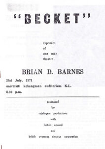 1971, "Becket": Programme Cover