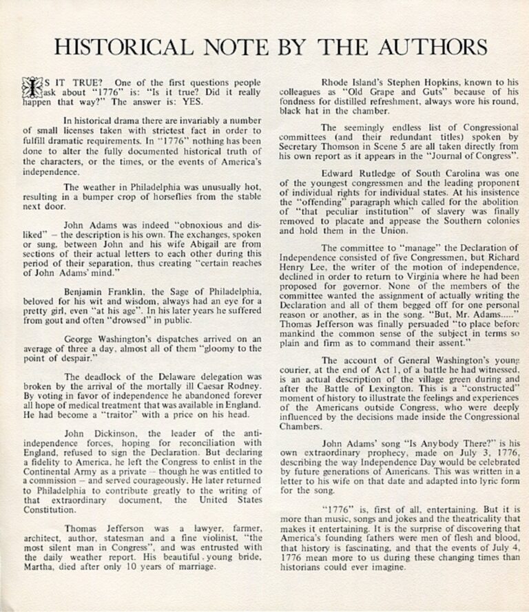 1976 1776 Playwright's message