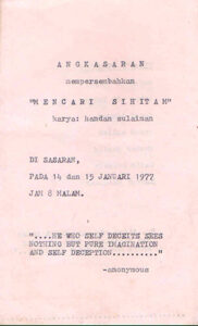 1977, Mencari Si Hitam: Programme Cover