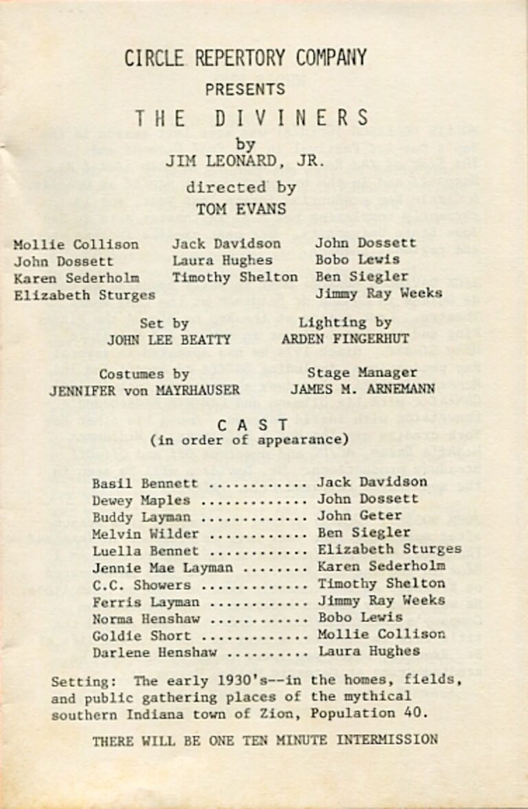 1980 The Diviners Cast and production crew list 1