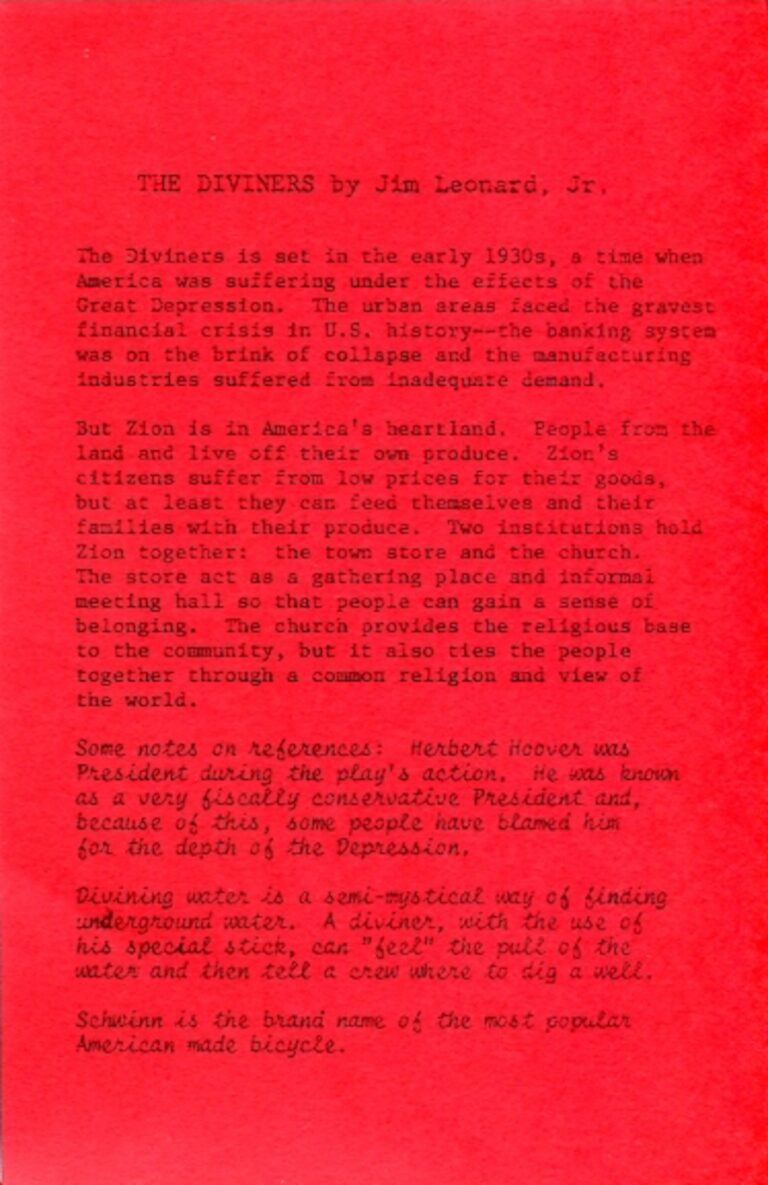 1980 The Diviners synopsis