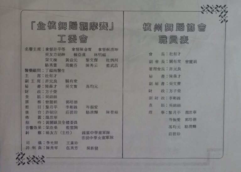 1986 Pesta Tarian 1 Pulau Pinang Production team