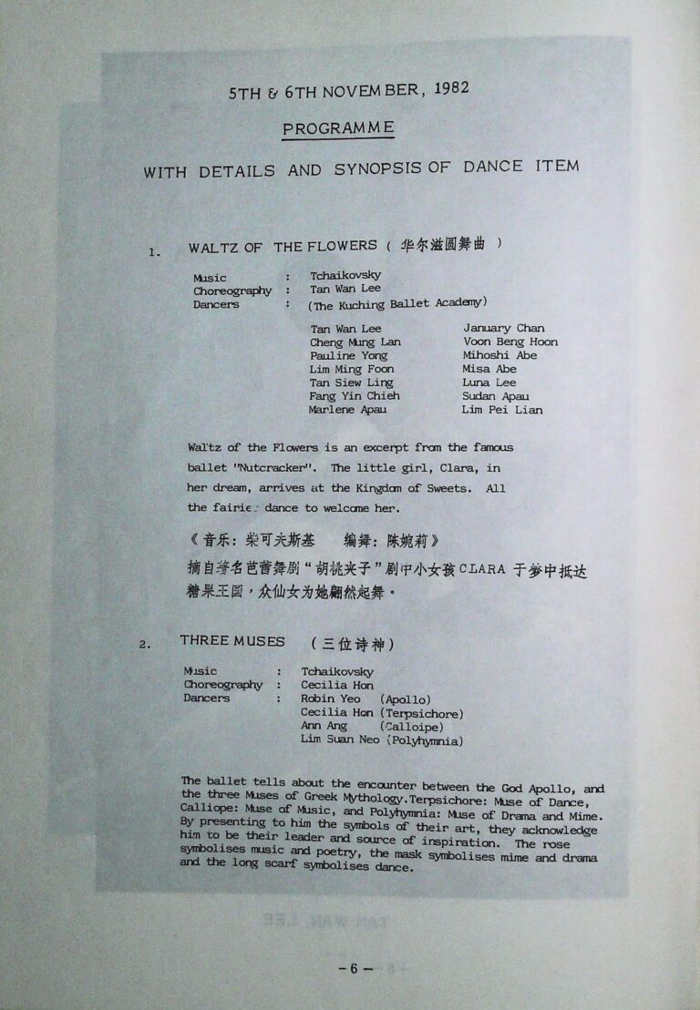 1982 A Night of Ballet Program list