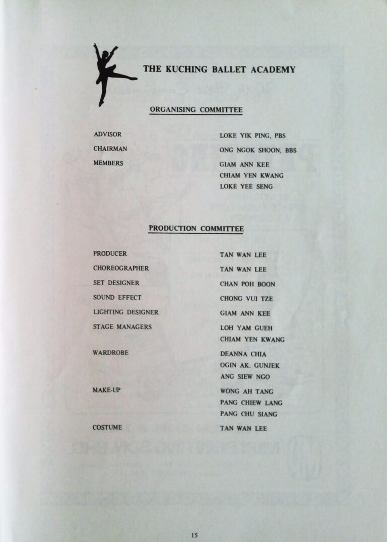 1988 A Night of Ballet And Dances Production team