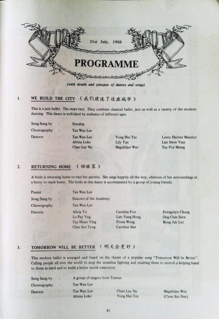 1988 A Night of Ballet And Dances Program list
