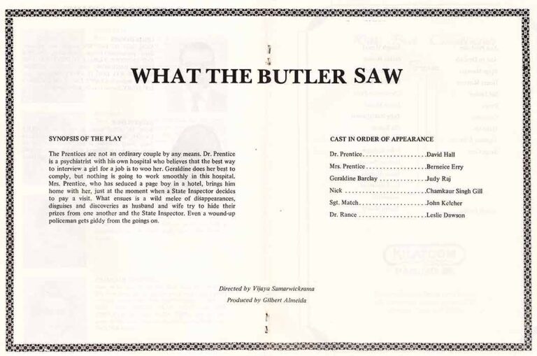 1983, What the Butler Saw: Cast