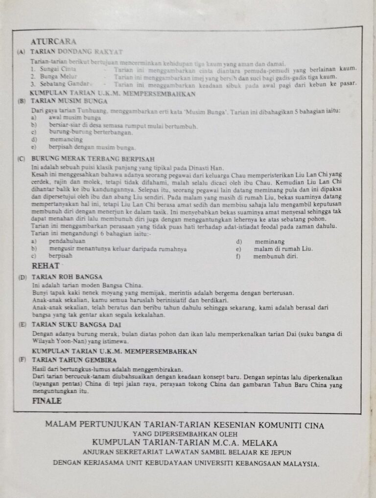 1984 Min Ge Xin Yi Dance Performance Program list 1