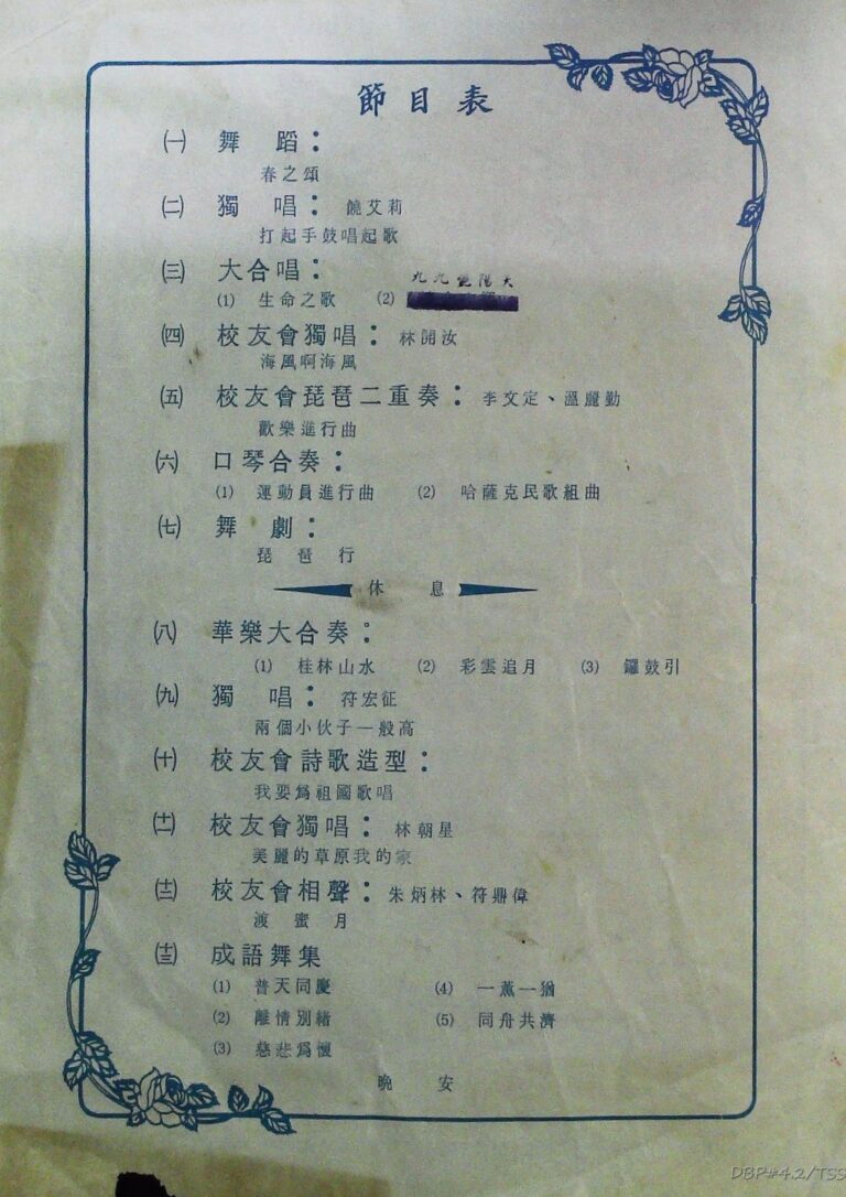 1984 Anniversary Gala Night Program list