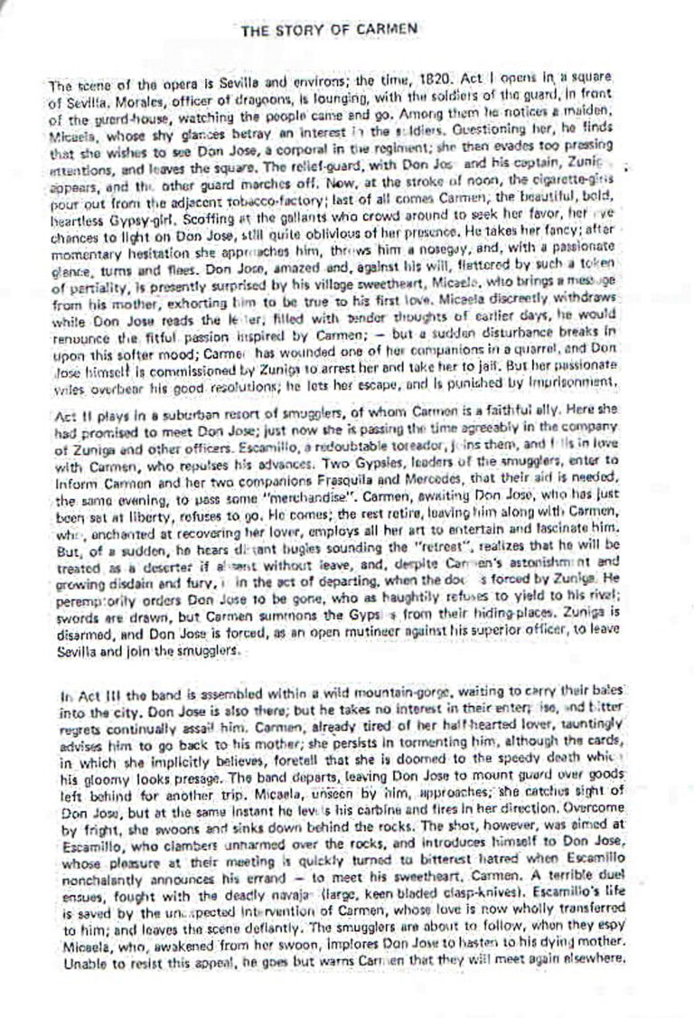 1986, Carmen: Story 1