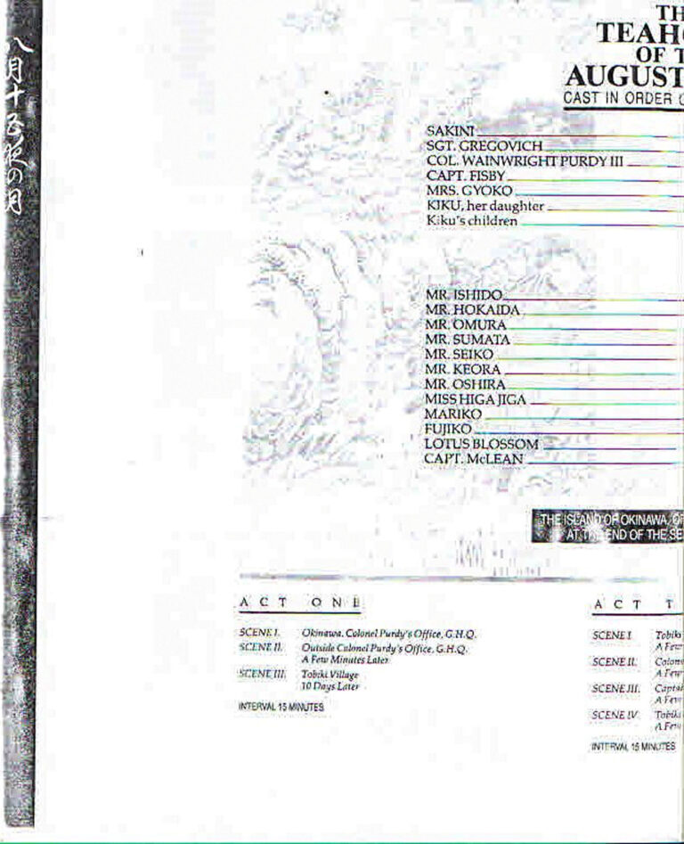 1987, The Tea House of The August Moon: Cast 1