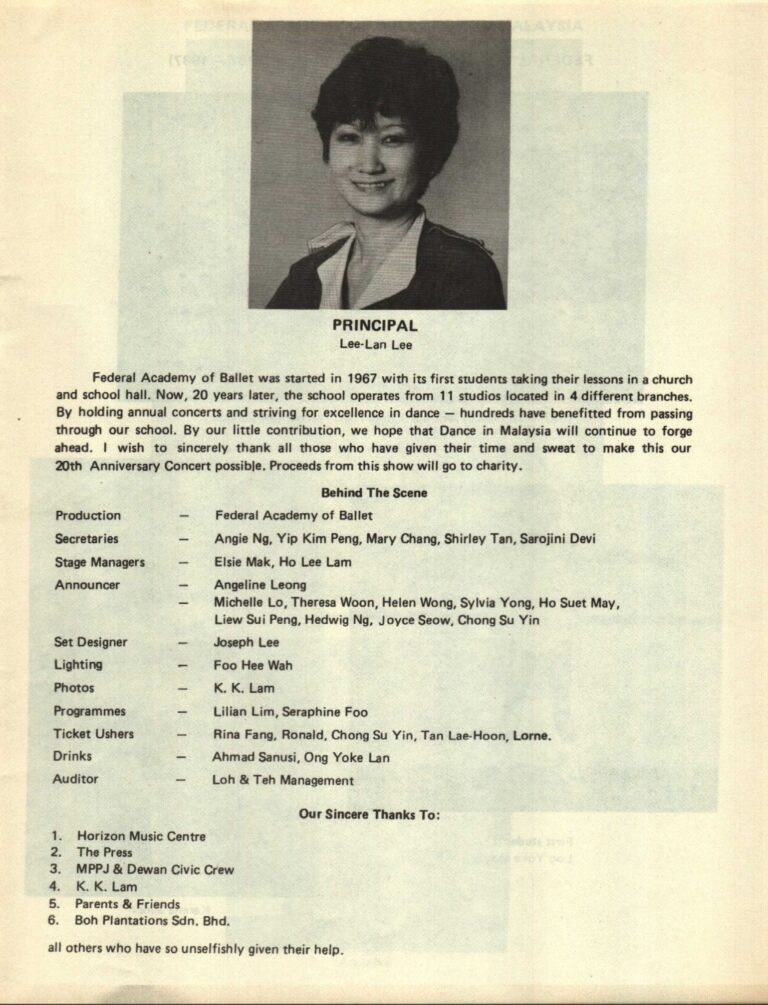 1987 20th Anniversary Show Production team