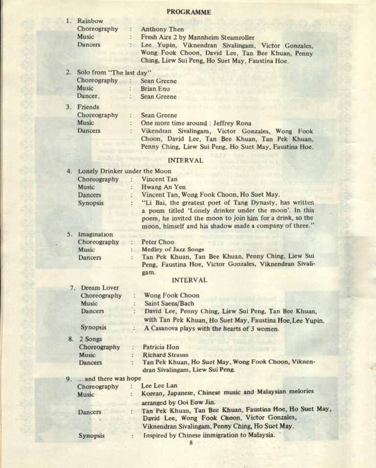 1987 KLDT Dance 3 Program list