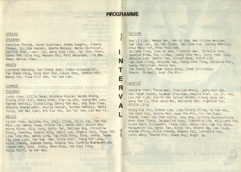 1987 Seasons The Dance Program list