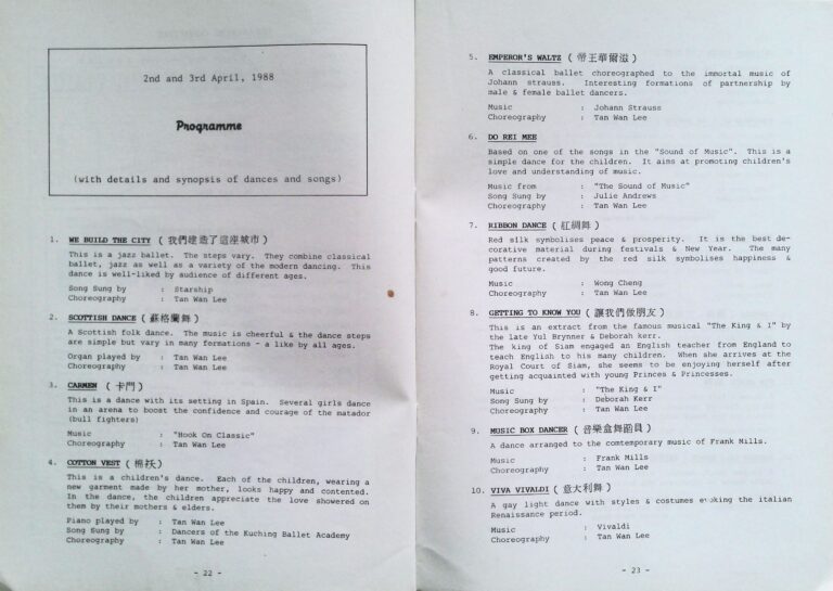 1988 A Night Of Ballet And Dances Program list partial