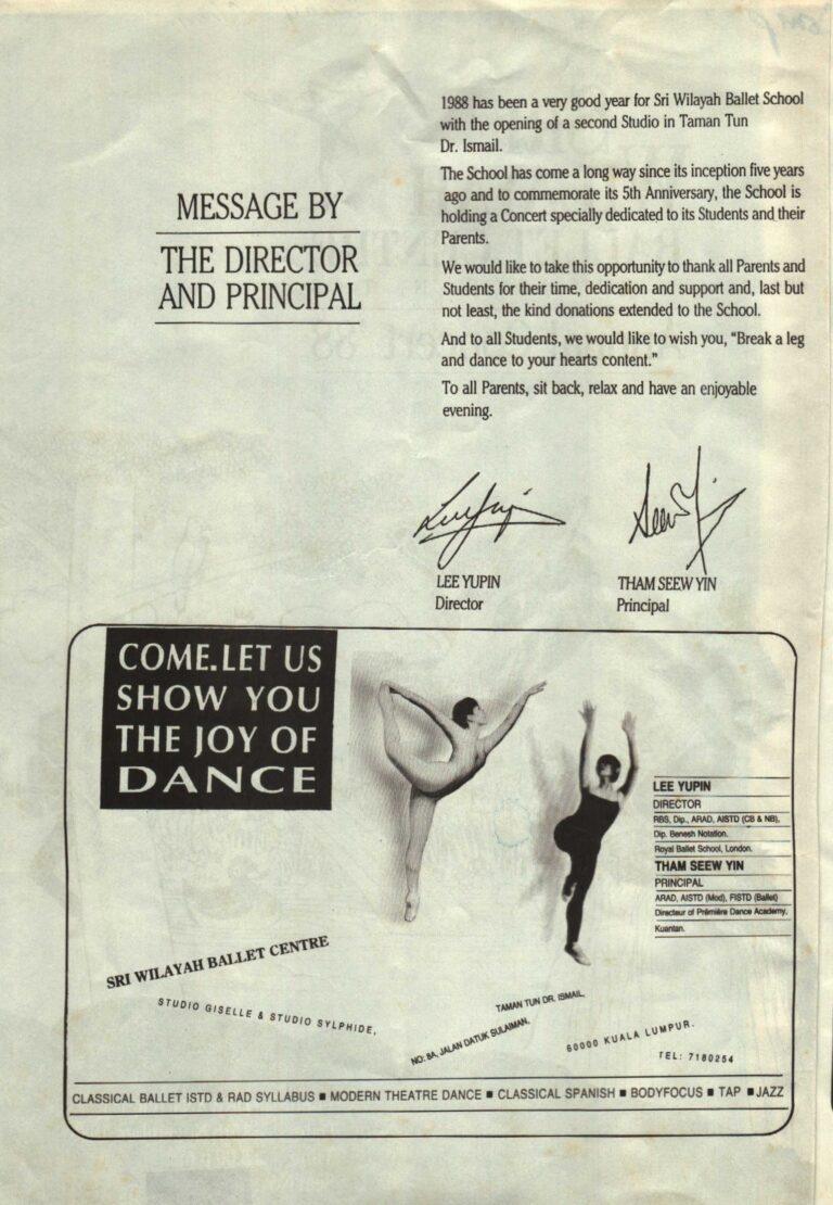 1988 Annual Concert88 Director and principal message