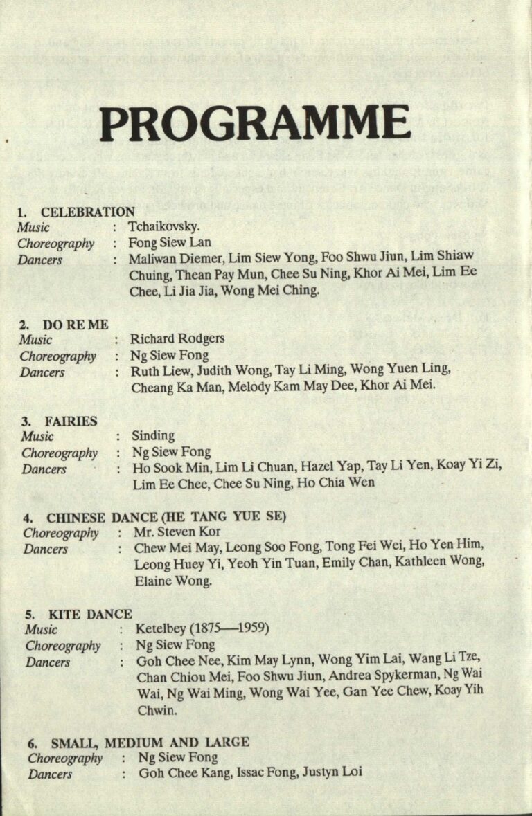 1989 Dance Festival Program list 1