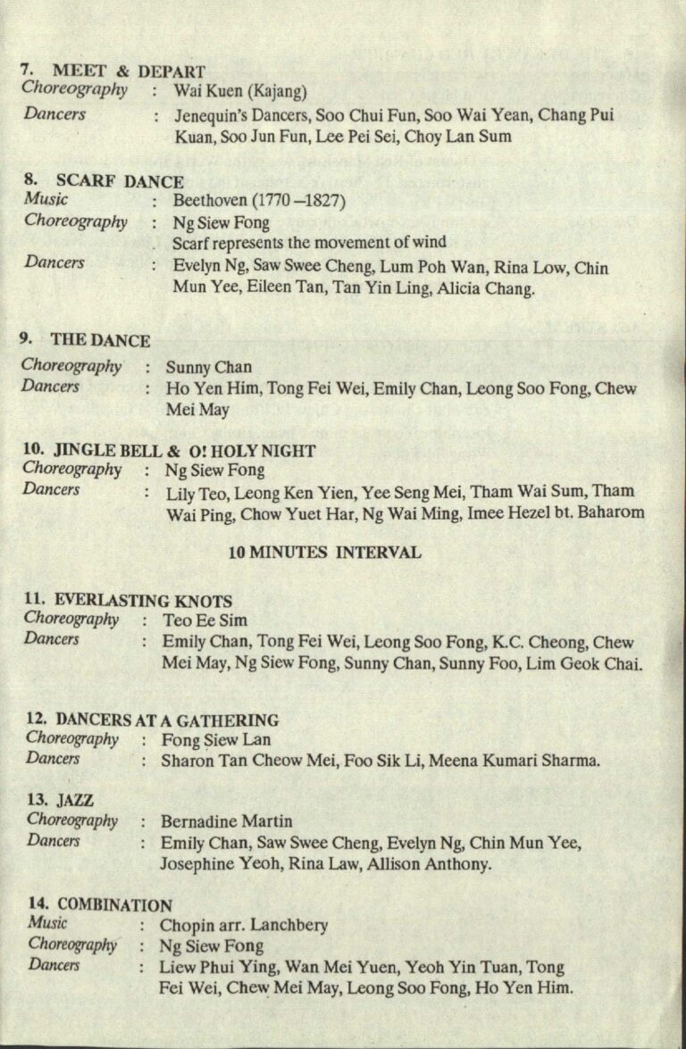 1989 Dance Festival Program list 2