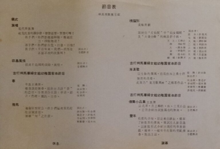 1983 Wan Zi Qian Hong Dance Evening Performance Program list