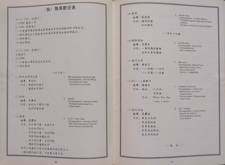 1993 Duration Dance Show Program list