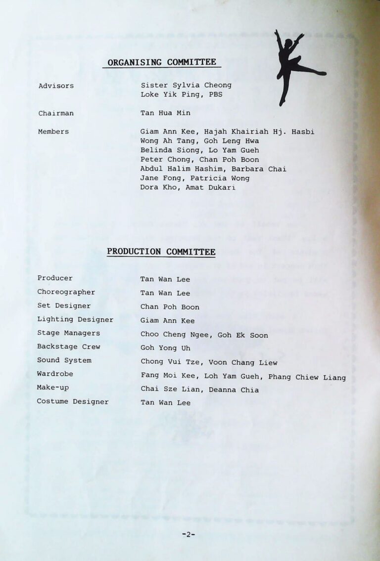 1988 The Dancing Time production list